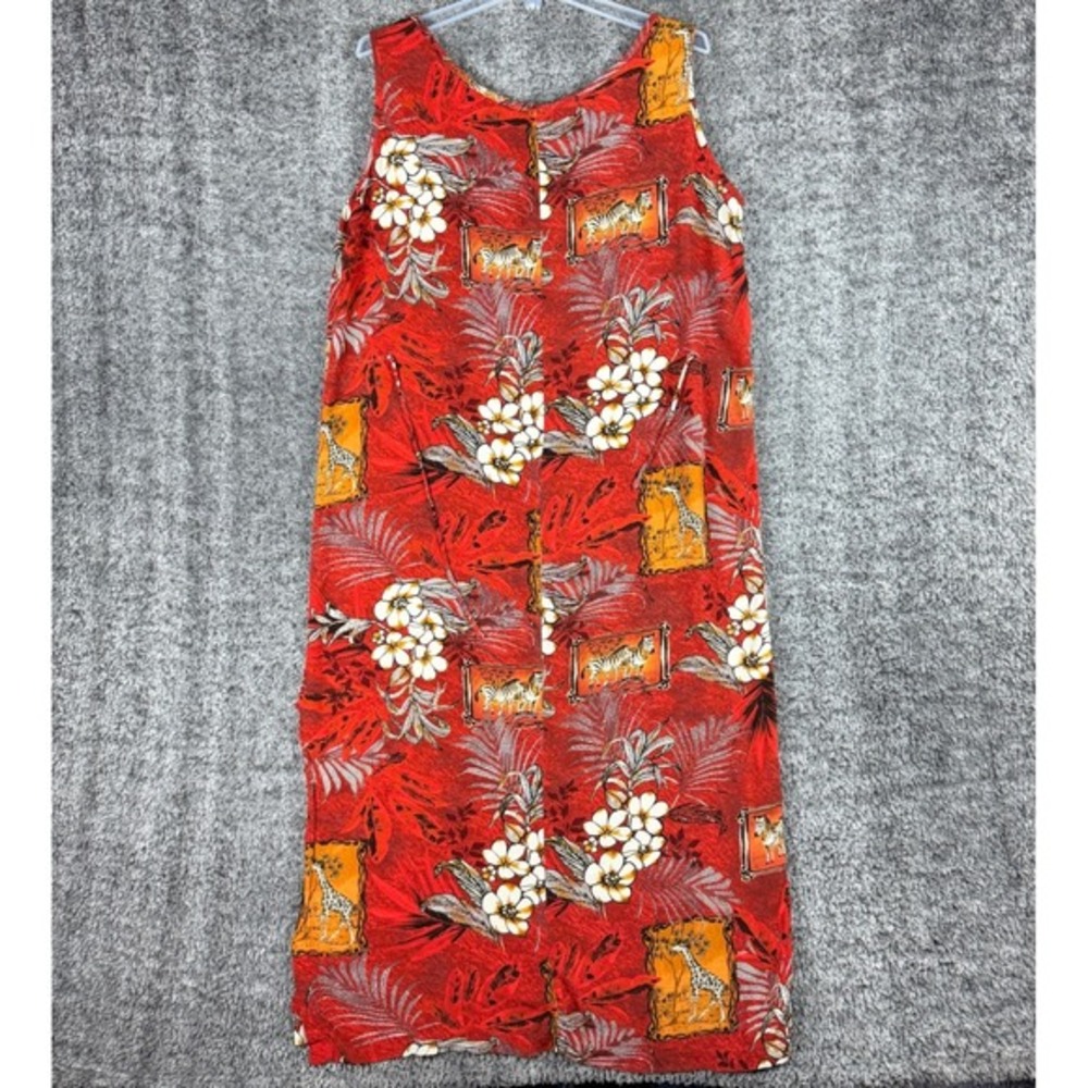 California Krush Women's 1X Red Safari Rayon Maxi Dress Giraffe Zebra Summer USA - Picture 4 of 16